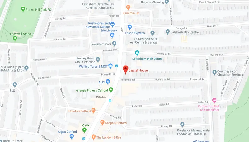 Map showing the location of Capital House